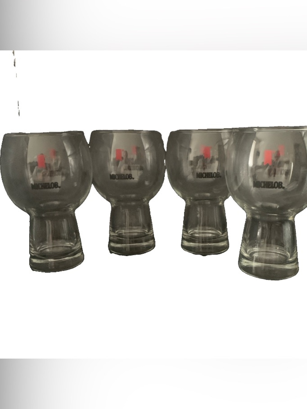 Vintage Michelob Globe Goblet Pub Style Beer Glass Lot of 4 Classic Americana
